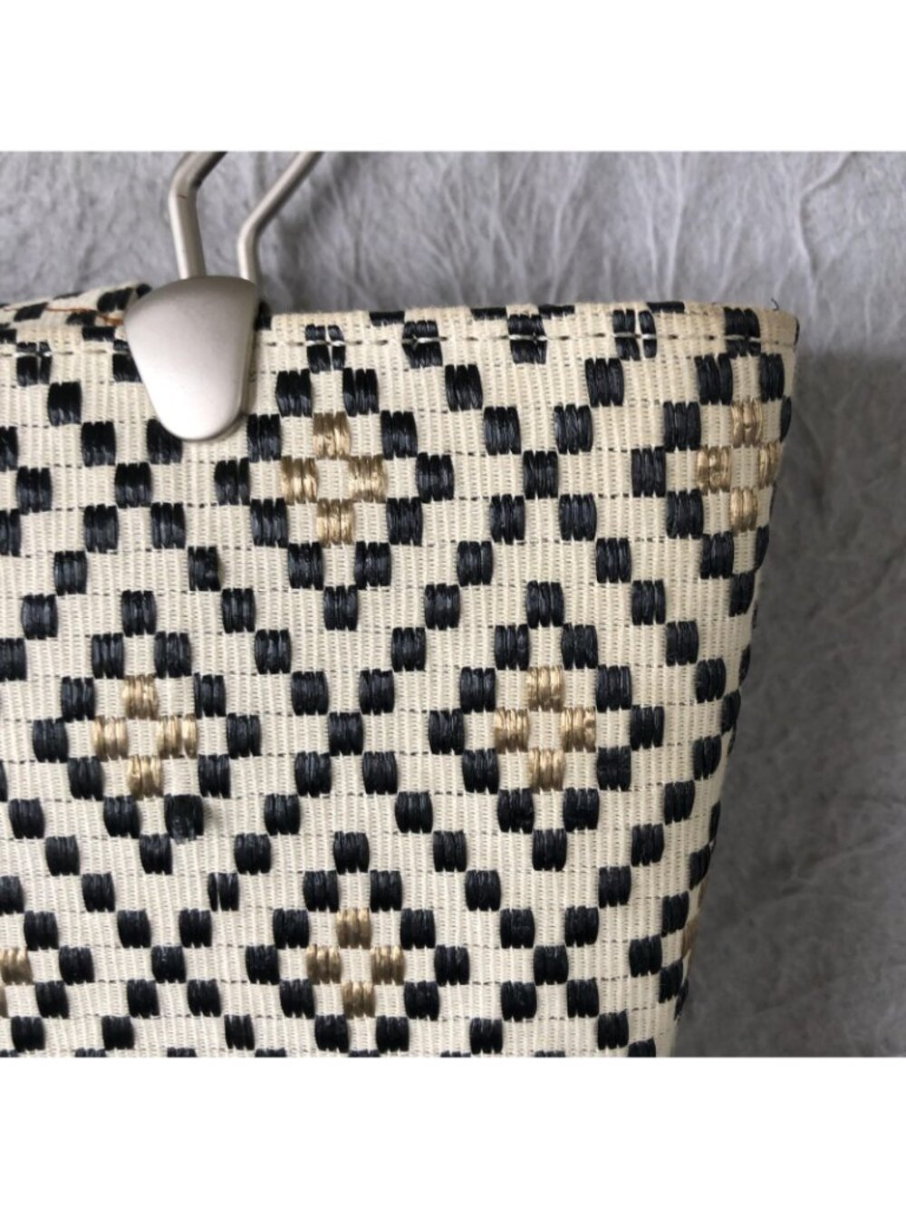 Elaine Turner Designs Bag Womens Small Beige Woven Geometric Metal Ring Modern - Picture 16 of 16